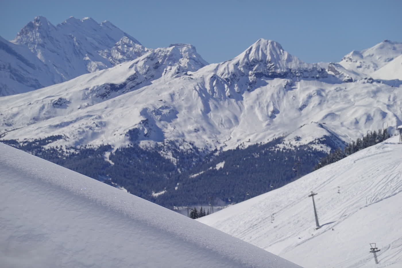 Winter village beneath the Bernese Alps